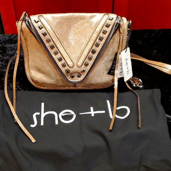 She+Lo Crossbody Rose Glitter Purse with Studs - Picture 2 of 11